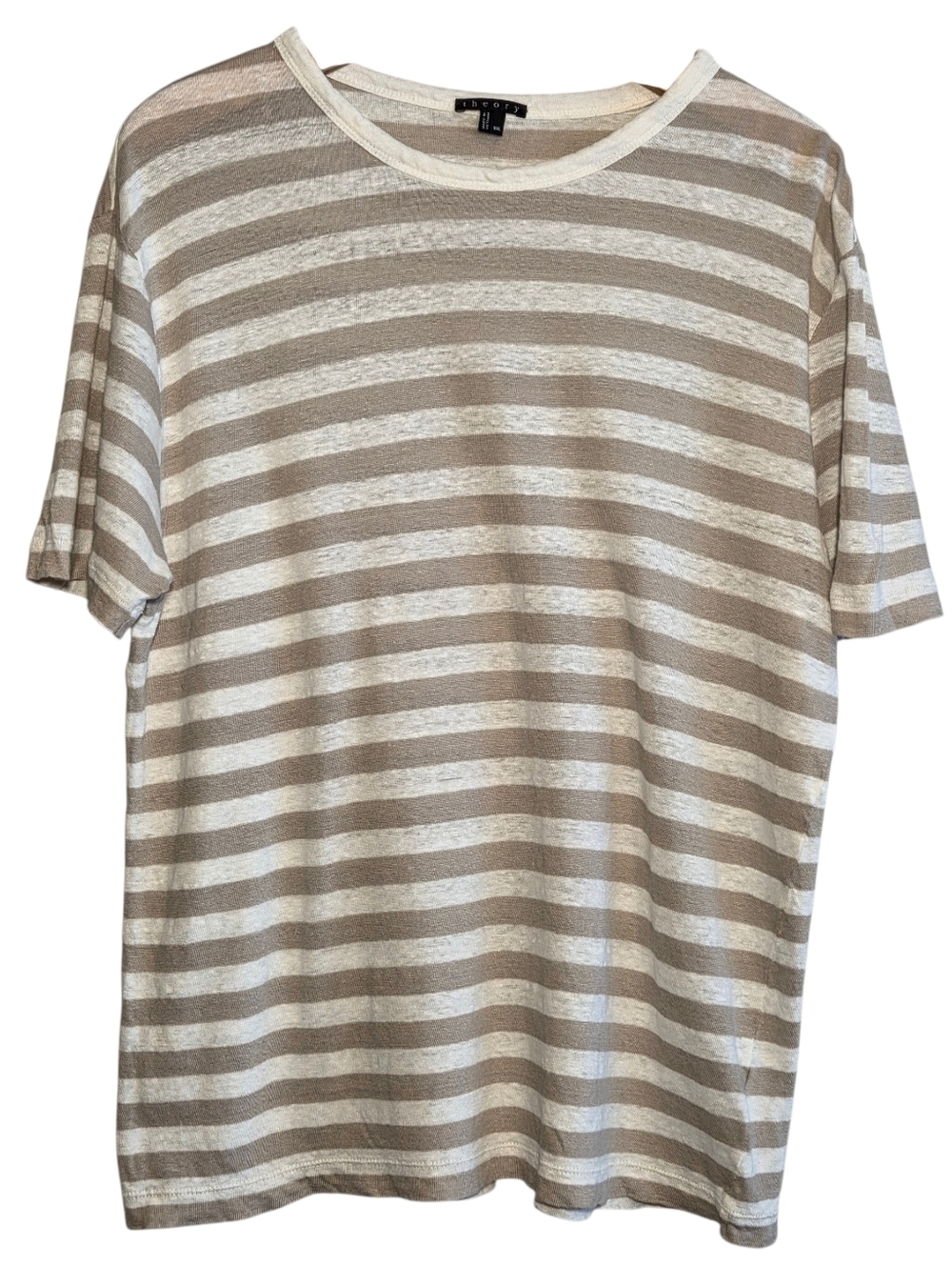 Theory Men's Andrion Linen Striped Short-Sleeve Crewneck Tee Casual Sz XXL